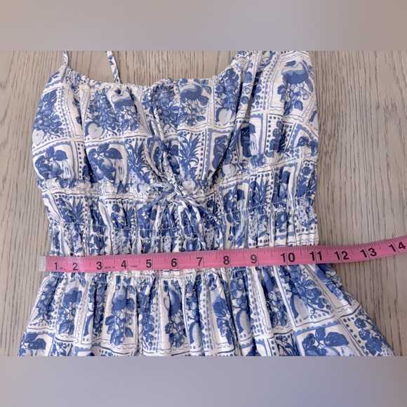 Abercrombie & Fitch Blue & White Smocked Tie-Front Maxi Dress Size XSP - Picture 15 of 16